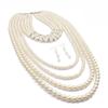 European and American Exaggerated Multi-layer Pearl Necklace with Crystal, Temperament Long Sweater Chain Necklace for Women