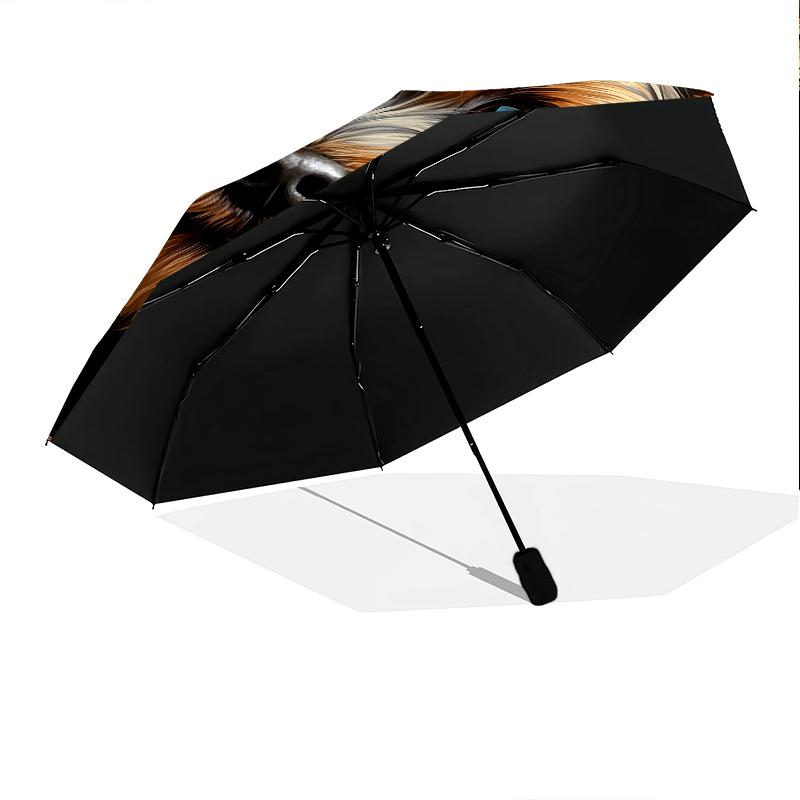 Black Yorkshire Terrier Pattern, Automatic Folding Umbrella, Portable and Foldable Design, 8 Ribs, a Christmas or Birthday Gift.