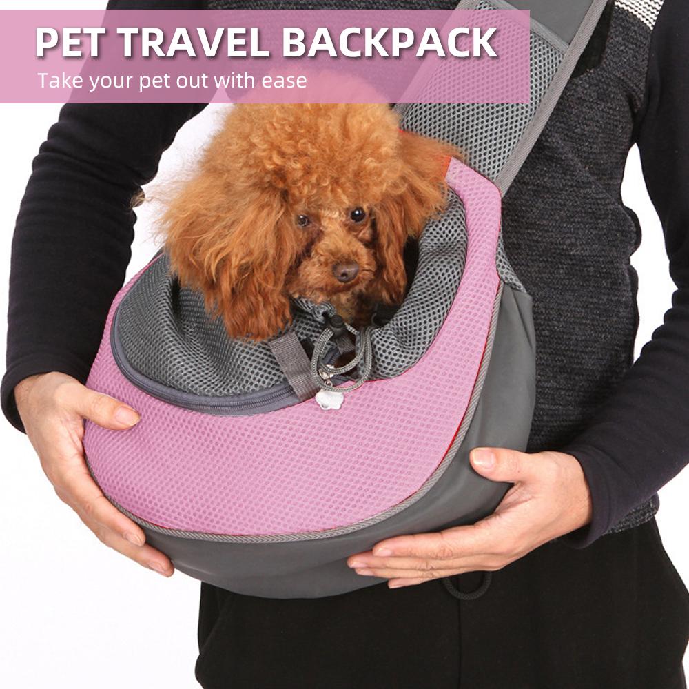 Sac à bandoulière de voyage en maille respirante pour chien de compagnie, sac à dos de voyage pour chiens et chats (M jusqu'à 10lbs