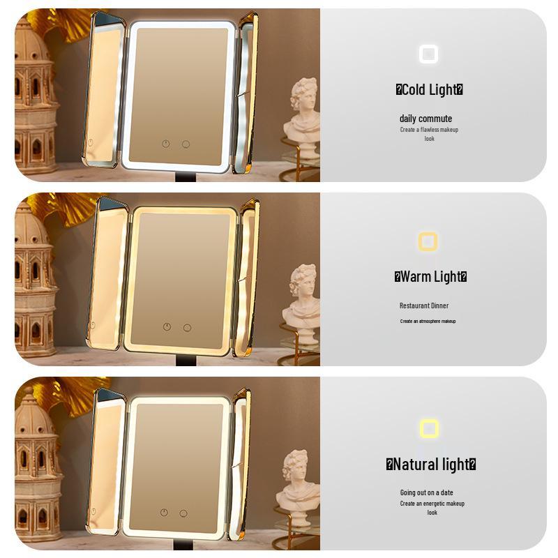 Yuri Yura LED Touch Makeup Mirror with Adjustable Brightness, HD Reflection, and Folding Design