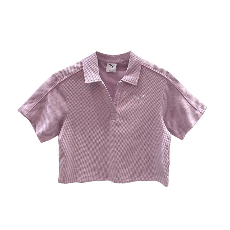 

PUMA American V-Neck Short Sleeve Polo Shirt Women tops Light-Purple 682156-60 S