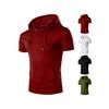 New Summer Men'S Solid Color Hooded Short Sleeved Shirt, Casual Sports T-Shirt, Outdoor Fitness Top For Men