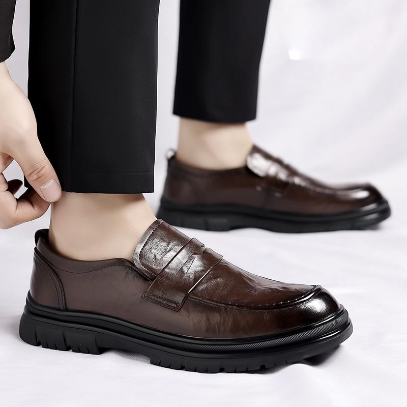 High Quality Cowhide Casual Shoes Handmade Loafers Men Footwear New British Style Dress Shoes Classic Leather Fashion Flats