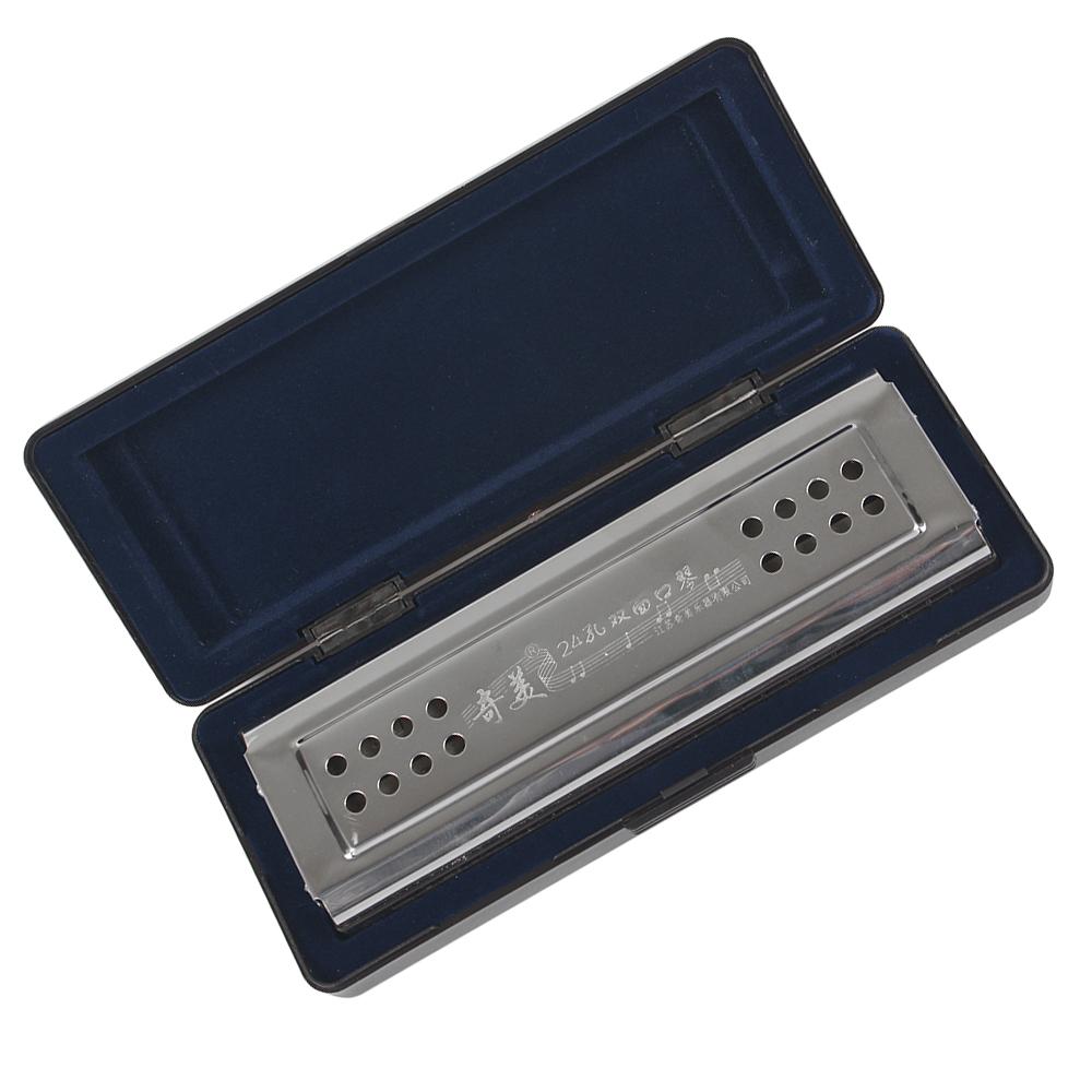 2-in-1 Tremolo Harmonica Mouth Organ Dural Key of C&G 24 Double Holes with 48 Reeds Free Reed Wind