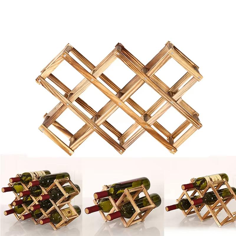 Red Wine Rack Wooden Display Rack Living Room Wine Cabinet Display Wine Retro Creative Wine Rack Storage Rack Wine Rack