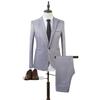 2 Teile/satz Männer Frühling Herbst Einfarbig Business Anzug Revers Langarm Taschen Single Button Blazer Mid-rise Slim fit Lange Hosen Set