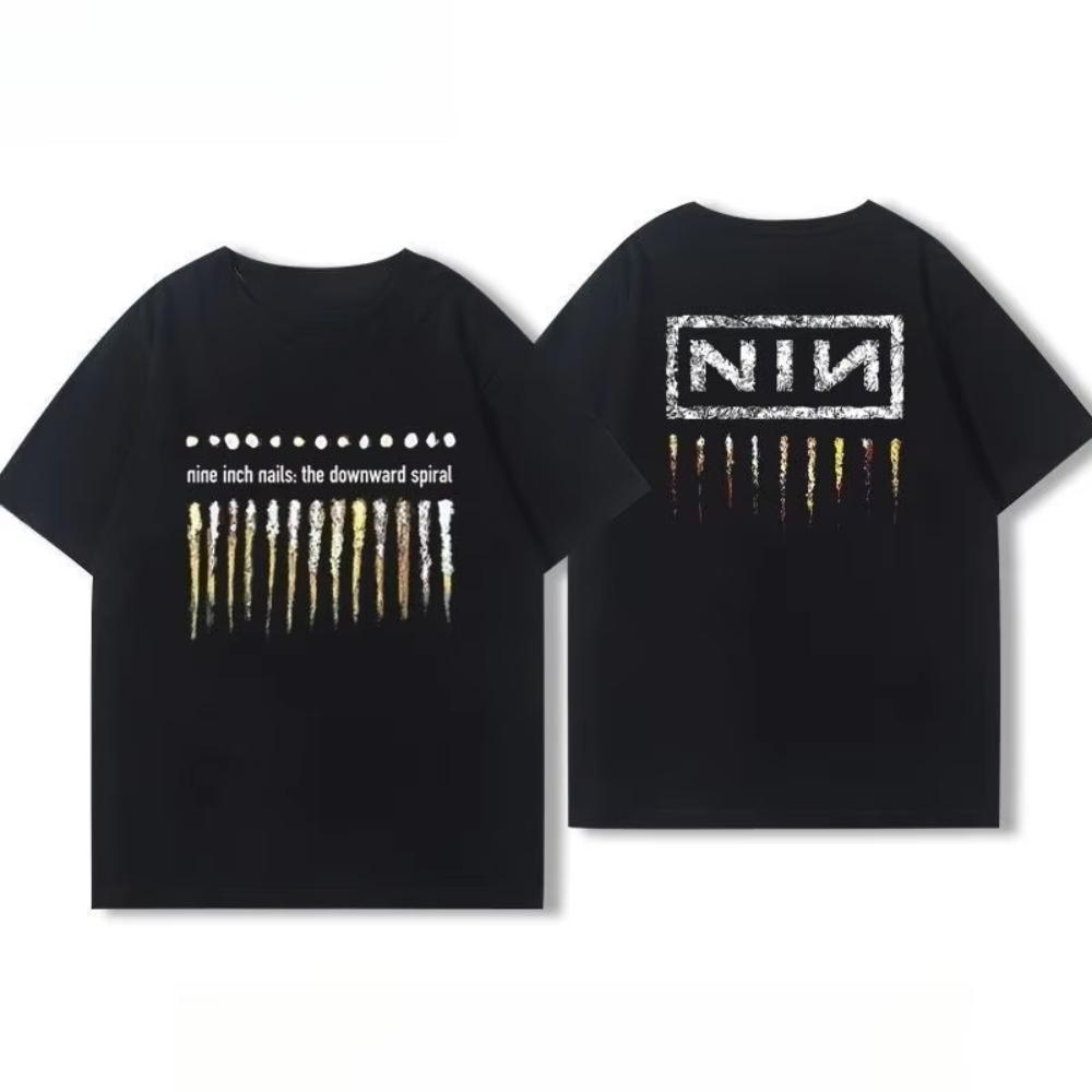 25 Top Mens and Womens Cotton Coat Nine Inch Nails Nine Inch Nails Surrounding Rock and Roll Band Printed Short Sleeve Tshirt