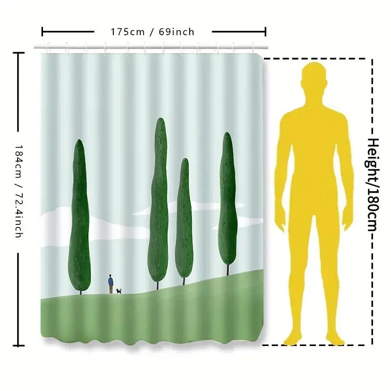 Elegant Landscape Shower Curtain with Minimalist Design - Ideal for Modern Bathrooms Waterproof Durable Non Transparent