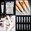 500pcs/bag Coffin False Nail Tips Clear Ballerina Stiletto Rounded Square Acrylic Fake Nails Extension System UV Gel Manicure