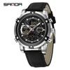 SANDA Men's Multi-Time Zone Steel Band Watch - Luminous, Waterproof, Alarm & Stopwatch Features