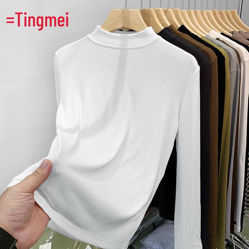 

Tingmei Women s Slim-Fit Mock Neck Long Sleeve Base Layer T-Shirt M