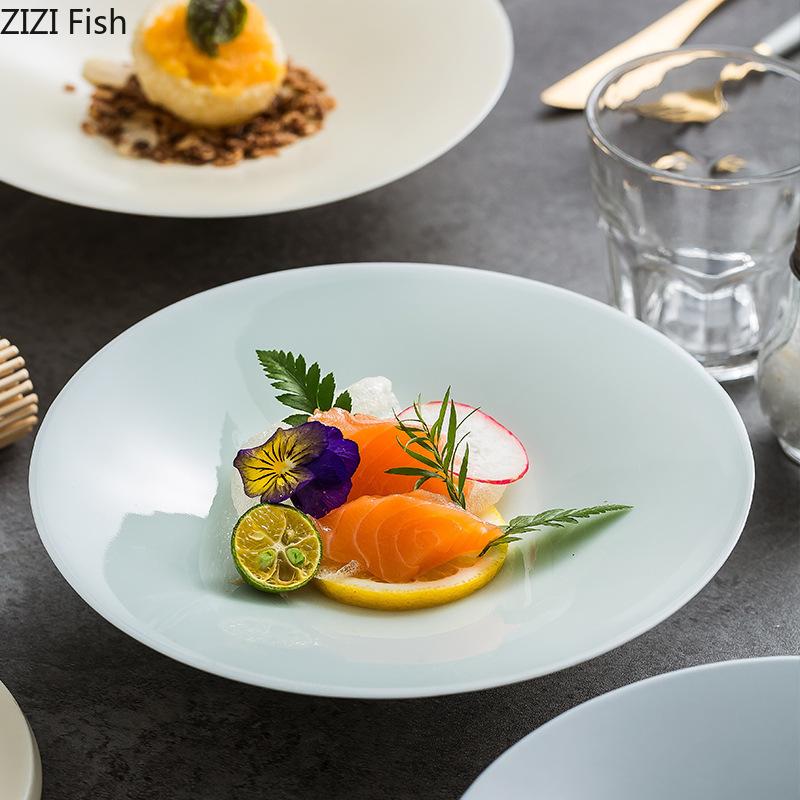 Piatto da Frutta Alto Hotel Ristorante Piatto Principale Insalata Dessert Piatto da Pranzo Ceramico Creativo per la Casa Piatto da Bistecca Stoviglie