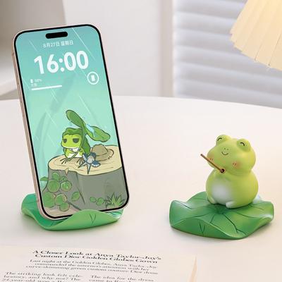 Figurines d'animaux Support de téléphone portable Grenouille Décor de bureau Modèle Grenouille Jouet Ornement Cadeaux décoratifs