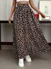 Elegant Leopard Print High-Waisted Skirt Women's Holiday Casual Long Dress