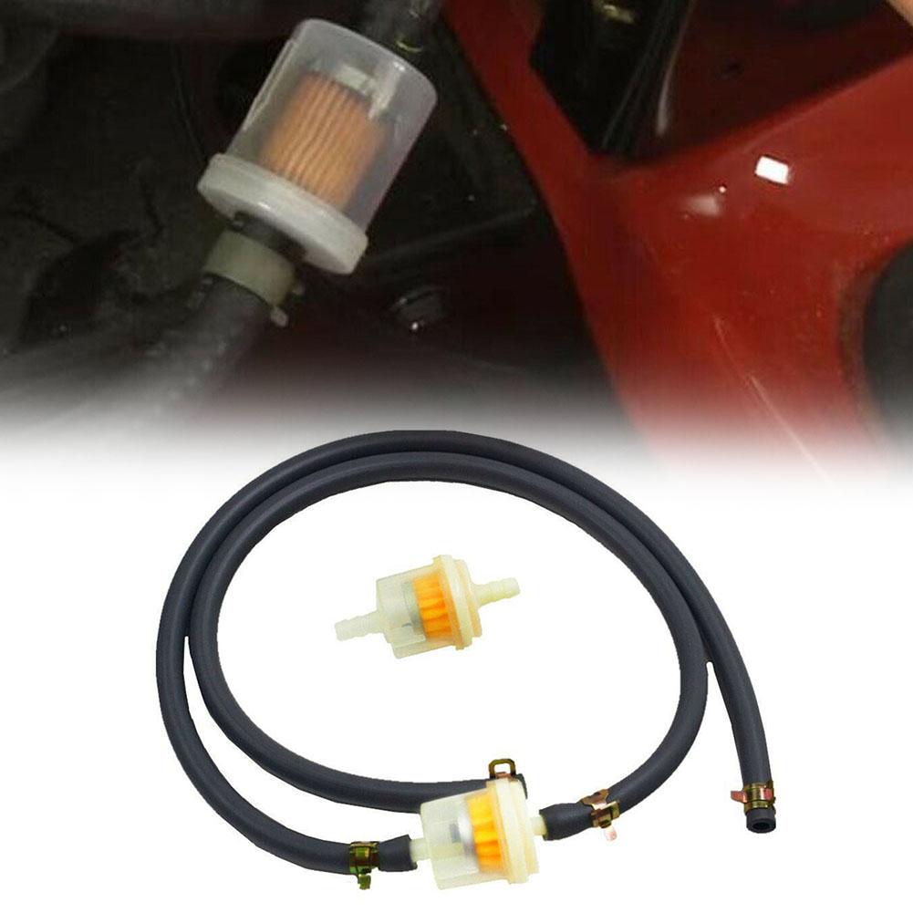 2 Pack Fuel Filter and Hose Line for Small Engines Replaces 691035 395051R 499742 Includes 4 Clamps for Secure Connection