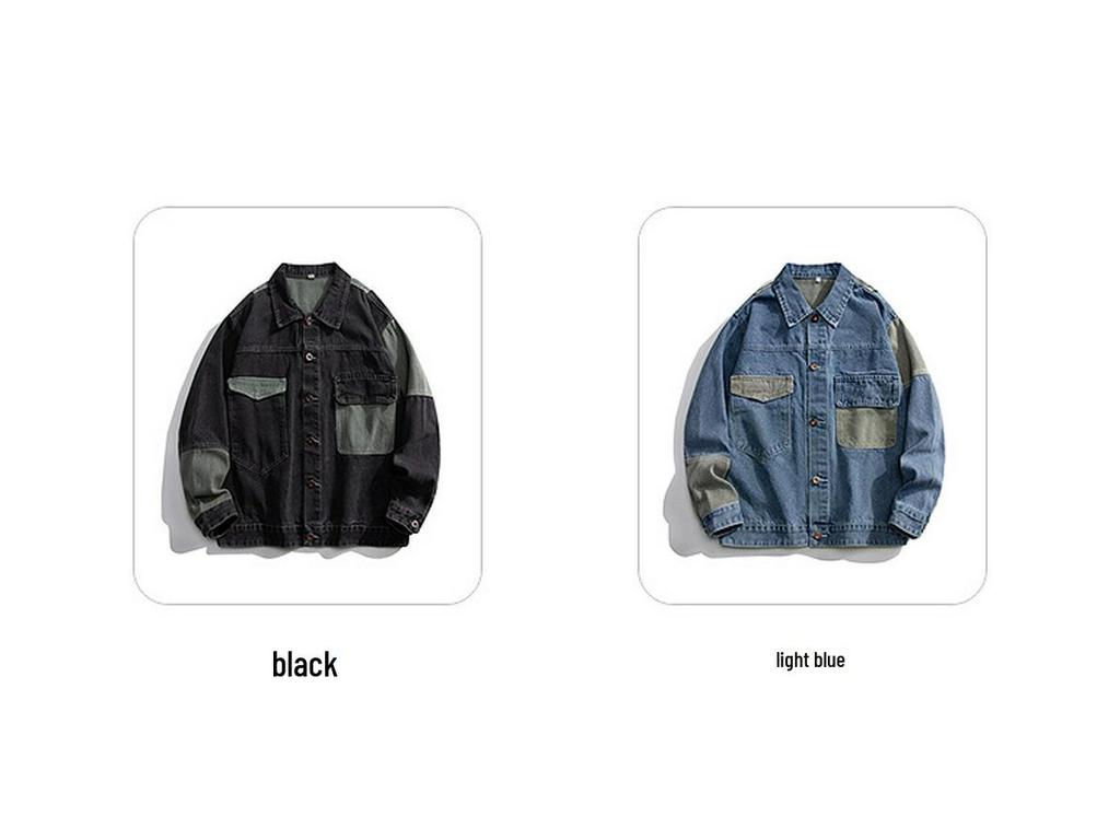 2025 Men's Plus Size Casual Denim Jacket: Trendy Patchwork, Loose Fit