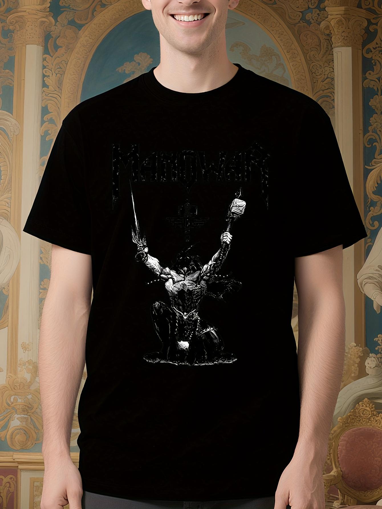 New Manowar 100% Cotton Graphic Print Tshirt - Breathable... S