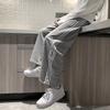 Men's Spring/Autumn Striped Sport Sweatpants: Trendy Korean & Hong Kong Styles, Loose Fit, Straight Leg.
