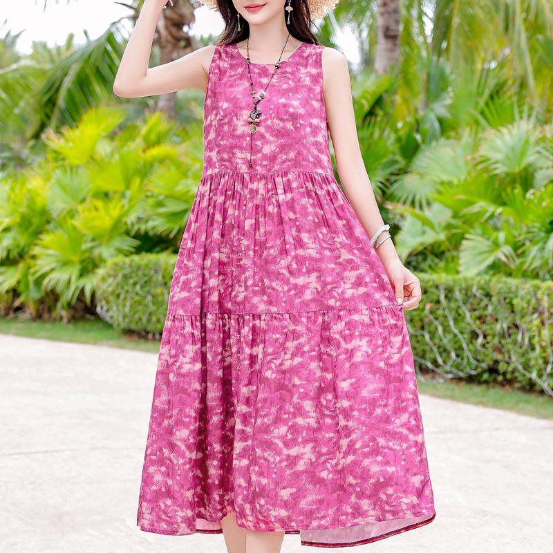 Elegantní dámské letní šaty nadměrné velikosti, ležérní volné dlouhé šaty bez rukávů, dámské vintage oblečení
