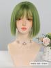 Zielona peruka Cosplay syntetyczne peruki odporne na ciepło 10-calowe krótkie peruki z grzywką prosta peruka Lolita Halloween z grzywką dla kobiet odporna na ciepło