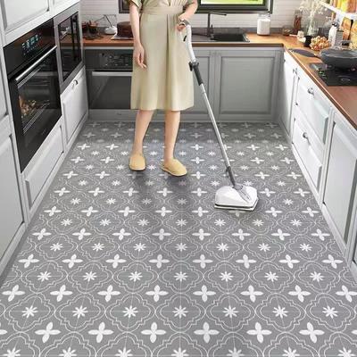 Stain and Oil Resistant Kitchen Rug Home Pvc Leather Carpet American Retro Balcony Floor Mat Large Area Washable Non-slip Rugs