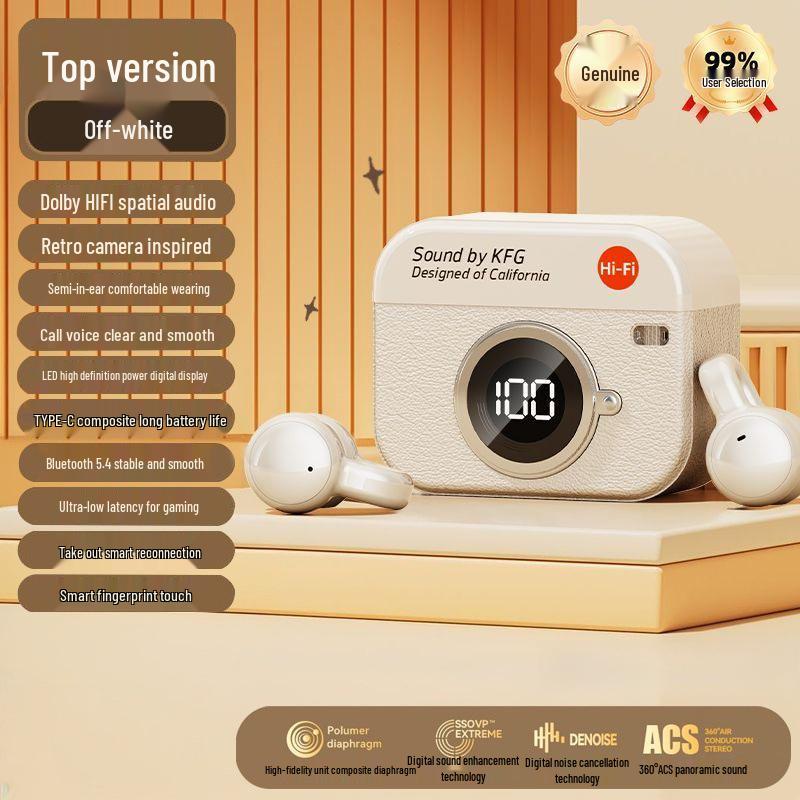 Q87 Retro Clip-On Wireless Earphones with Long Battery Life and Noise Cancellation