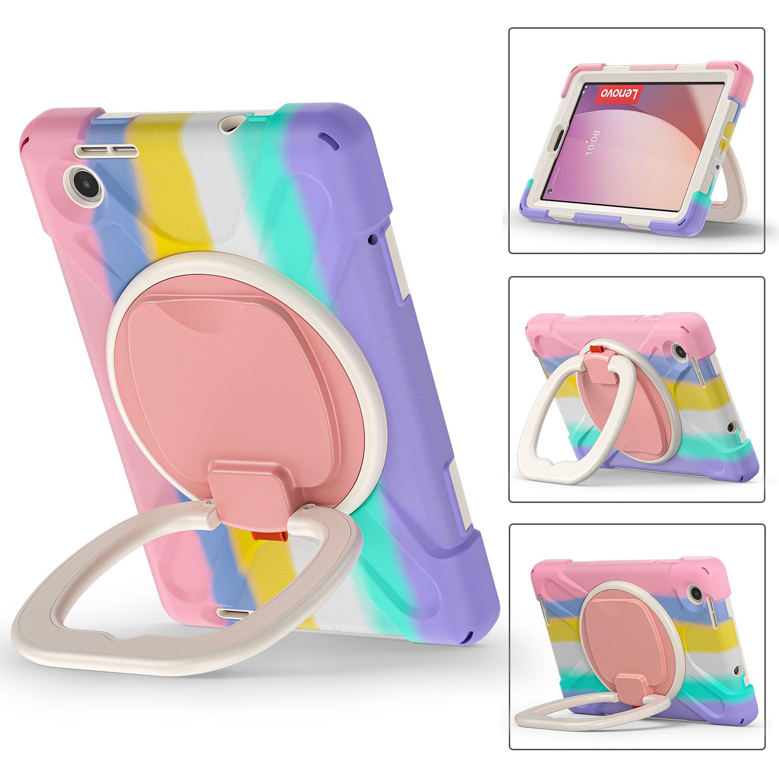 

Tablet Case for Lenovo Tab M8 (4th Gen) 2024 TB-301XU/M8 (4th Gen) 2023 TB-300FU PC+Silicone Rotary Kickstand Cover Colorful Pink