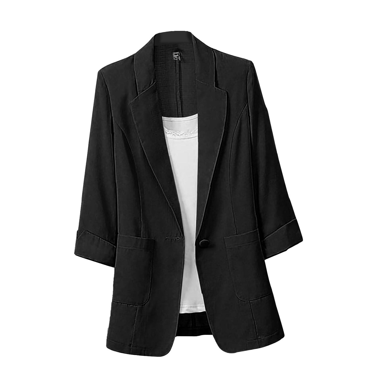 

Женский цветной модный хлопковый льняной пиджак в пальто большого размера вскользь XXXL чёрный