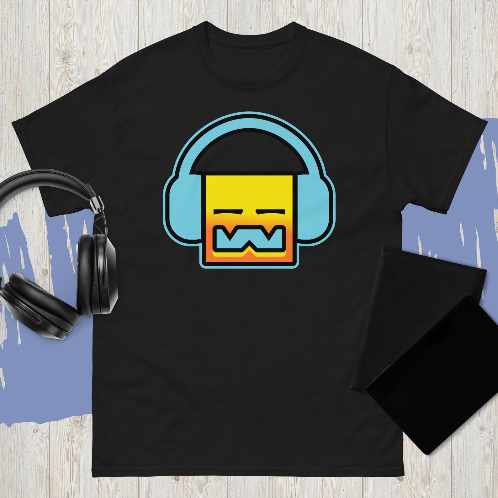 New Geometry Dash Headphones Black And White Tee Usa Size S To 3XL T-Shirt S