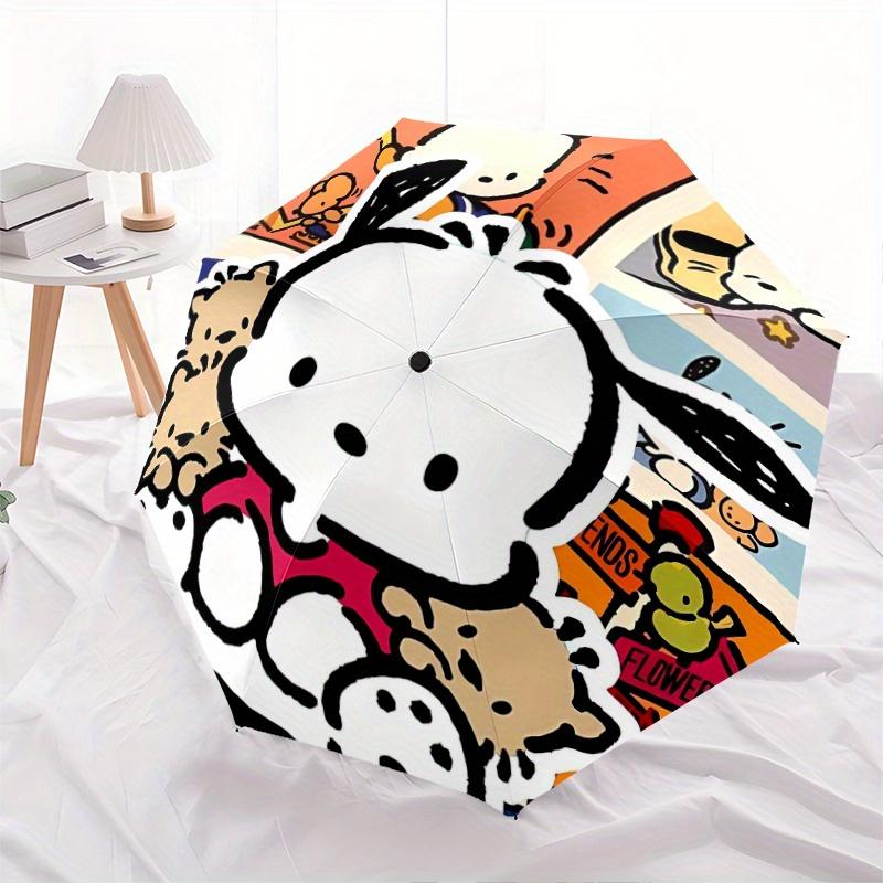 Pochacco Sanrio Automatic Opening and Closing Cartoon Umbrella, Lightweight 3-Fold, With Cute Cartoon Characters, Suitable for Home, Outdoor and Daily