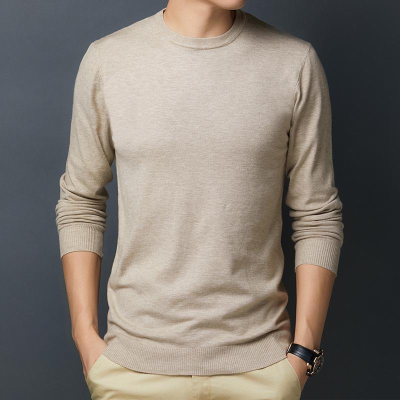 Dünner Pullover mittleren Alters Herren Rundhals Langarm-T-Shirt Pullover Trendy Frühling und Herbst Jugendpullover Herren Wollpullover