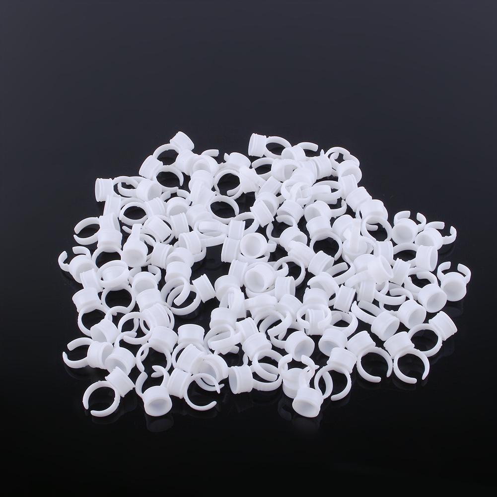 100pcs Disposable Glue Ring Pallet Holder for Eyelash Extension White Plastic Glue Pallet Tatt