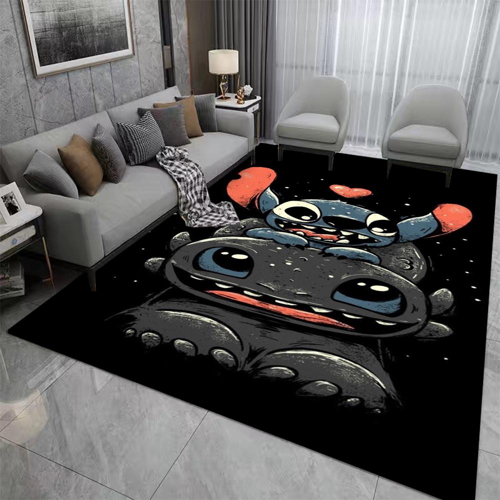 Disney Black S-titch Rugs Living Room Bedroom Dining Kitchen Office Bathroom Non-Slip Large Carpet Outdoor Rug Home Decor