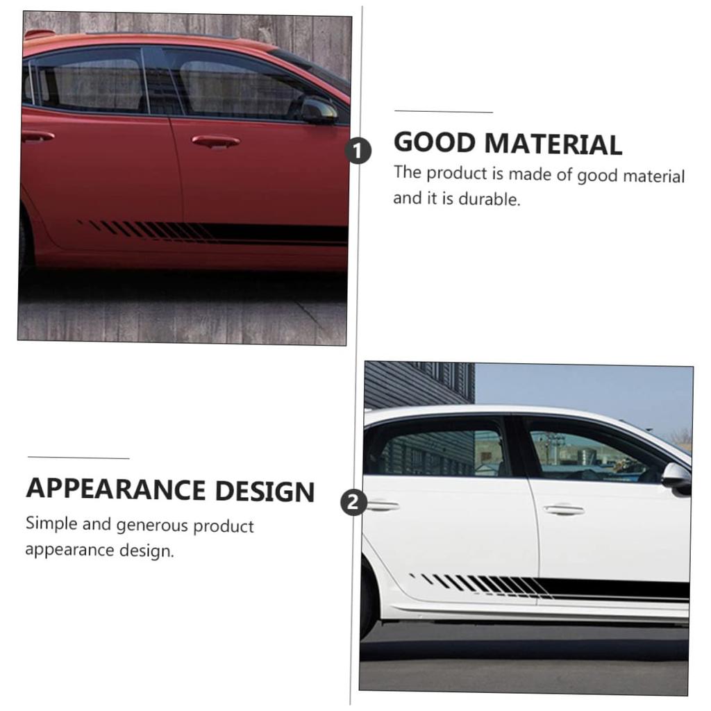 POPETPOP Car Side Sticker, Hood Van Decoration, Universal Sport Racing Stripe, Vehicle Wrap, PVC Black