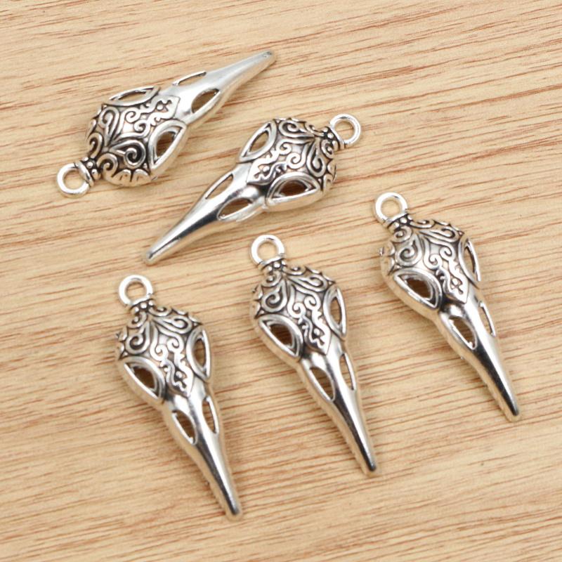 15pcs 35x13mm Antique Bird Skull Skeleton Chrams Metal Alloy Pendant DIY Charms DIY Jewelry Making Findings Ornament