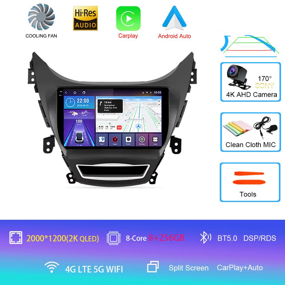 Car Radio Android 14 Carplay Auto For Hyundai Elantra I35 2011 2012 2013 2014 2015 2016 Multimedia Player WIFI+4G BT 2Din Stereo