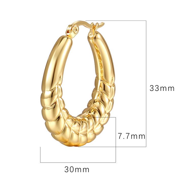 French High-grade Wheat Ear Pattern Hollow Stainless Steel Earrings 18 Gold Women's Light Luxury Round Titanium Steel Earrings