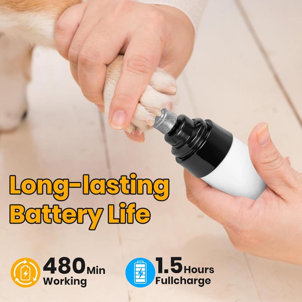 2026 Hund Katze Nagel Schleifer 3 Geschwindigkeiten mit LED Licht & Wiederaufladbarem USB Laden Haustier Nagel Leise Pflege Schere