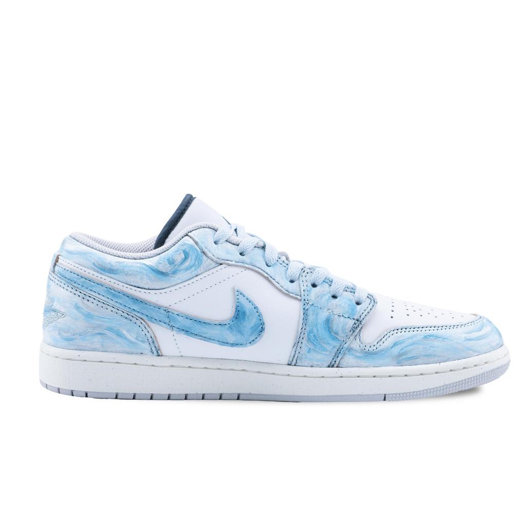 Jordan Air Jordan 1 Ocean's Heart Abrasion Resistant Low Top Vintage Basketball Shoes Unisex Sky Blue FQ7687-300(Team836-)