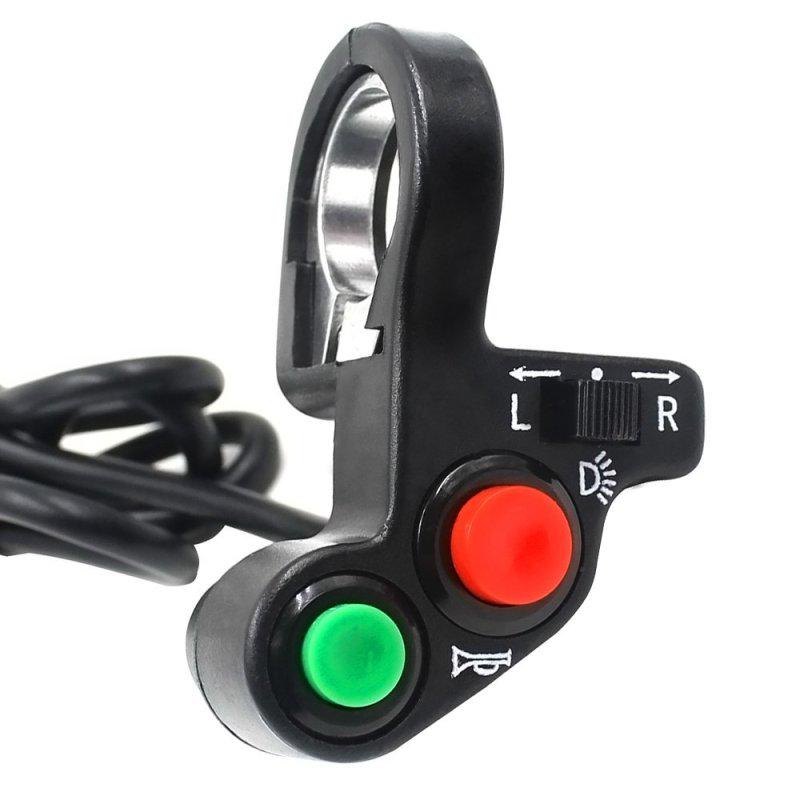 Motorcycle Bicycle Handlebar Mounting Switch Button 3 In 1 Design (for LED Headlight, Speakers, Turn