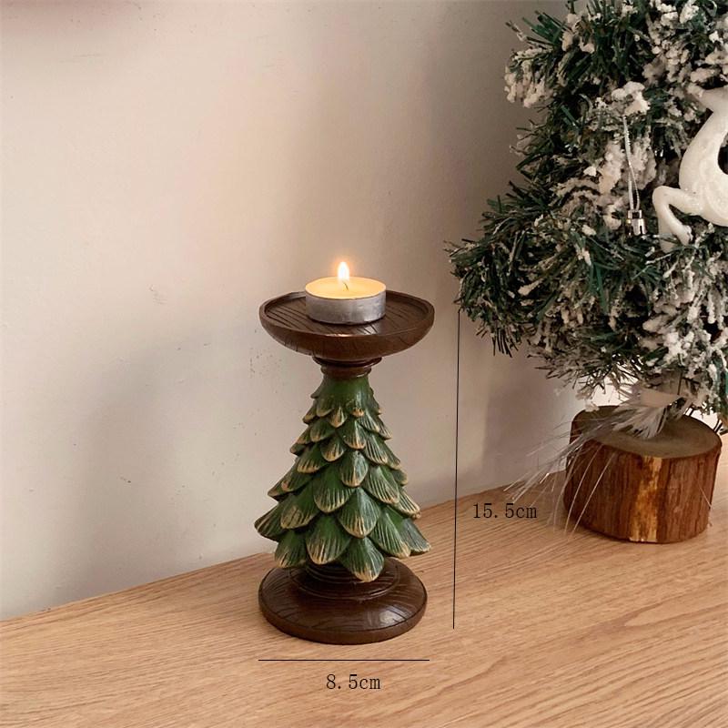 Retro Christmas Tree Candle Holder Ornament for Festive Home Decor