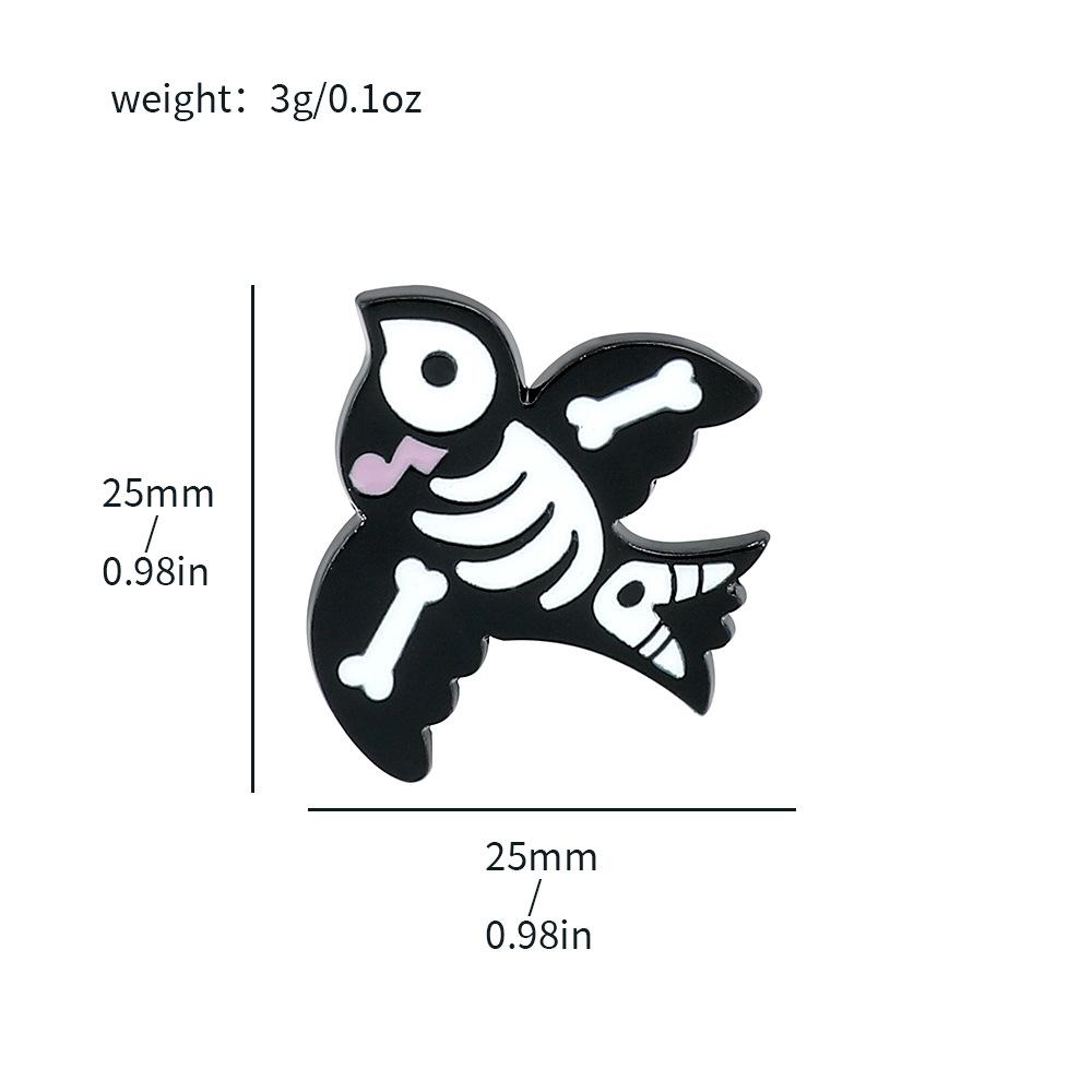 Personalized creative dark skeleton kitten brooch Halloween series puppy bird skeleton metal badge pin