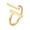 Aesthetic Parallel T Bar Rings for Women Party Jewelry Gift, Chic Gold Color Stainless Steel Statement Finger Ring