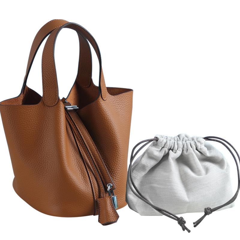 Quiet Luxury Genuine Cowhide Leather Basket