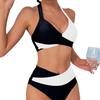 2025 Women's European/American Colorblock Halter High-Waist Bikini Set