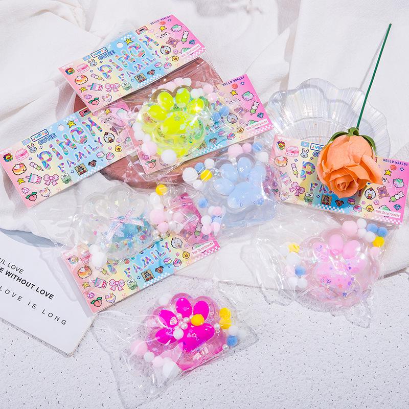 Pink Gold Cat Paw Squishy Toy for Girls - 2024 Decompression Artifact