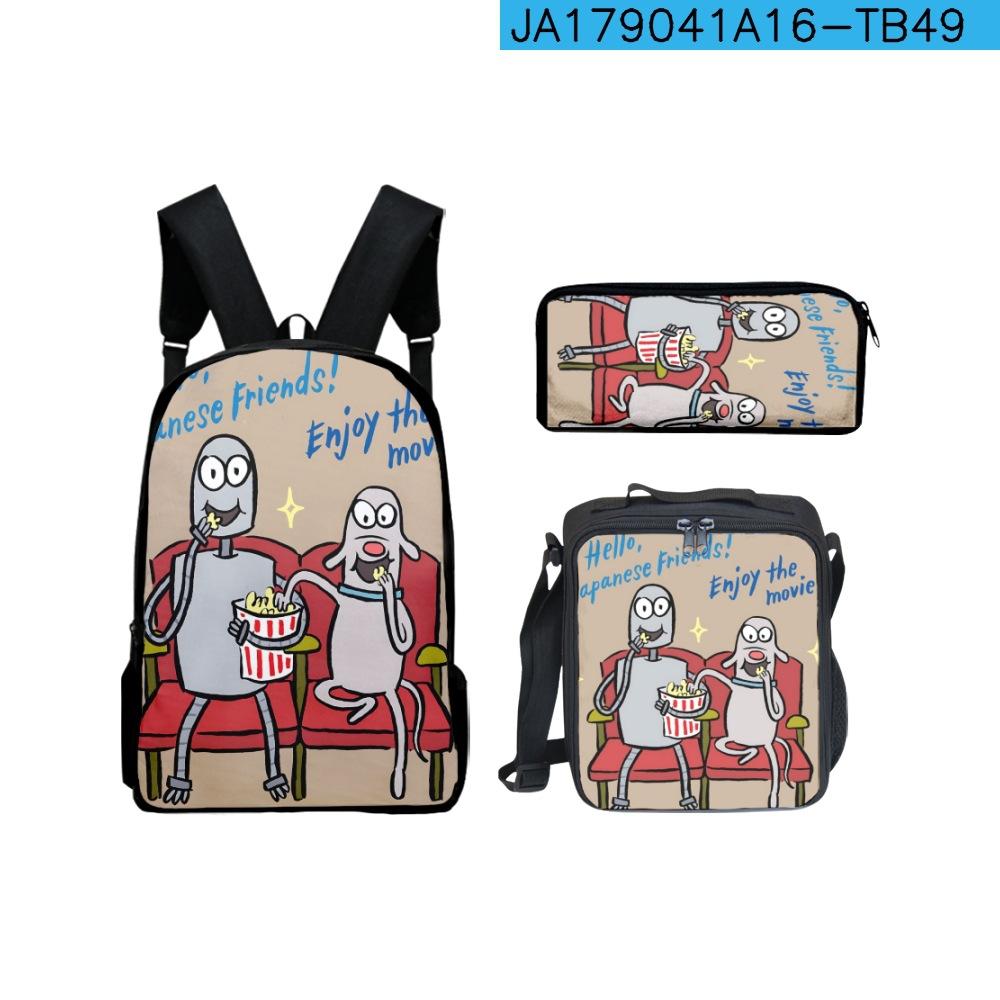 Premium Unique Distinctif Cool astronaute Design 3D 3pcs/Ensemble élève Apprenant Sacs Quotidien Ordinateur portable Sac à dos Sac à dos Sac repas Pochette à crayons