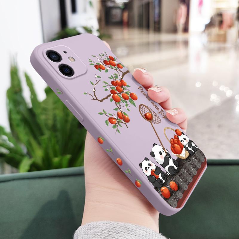 Joyful Panda Phone Case For iPhone 12 11 X XR XS 8 7 SE2 Plus Pro Max Mini Silicone Cover