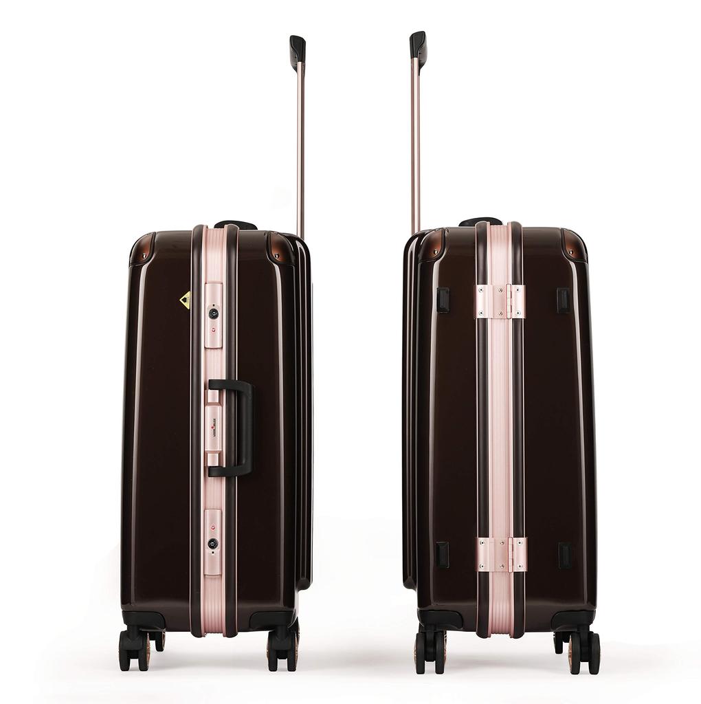Suitcase Nights or More L Size 83L Champagne Aluminum Frame Lightweight Travel Hook TSA Lock Double Carry Case Bag [Legend Walker] (7 / / / Gold)