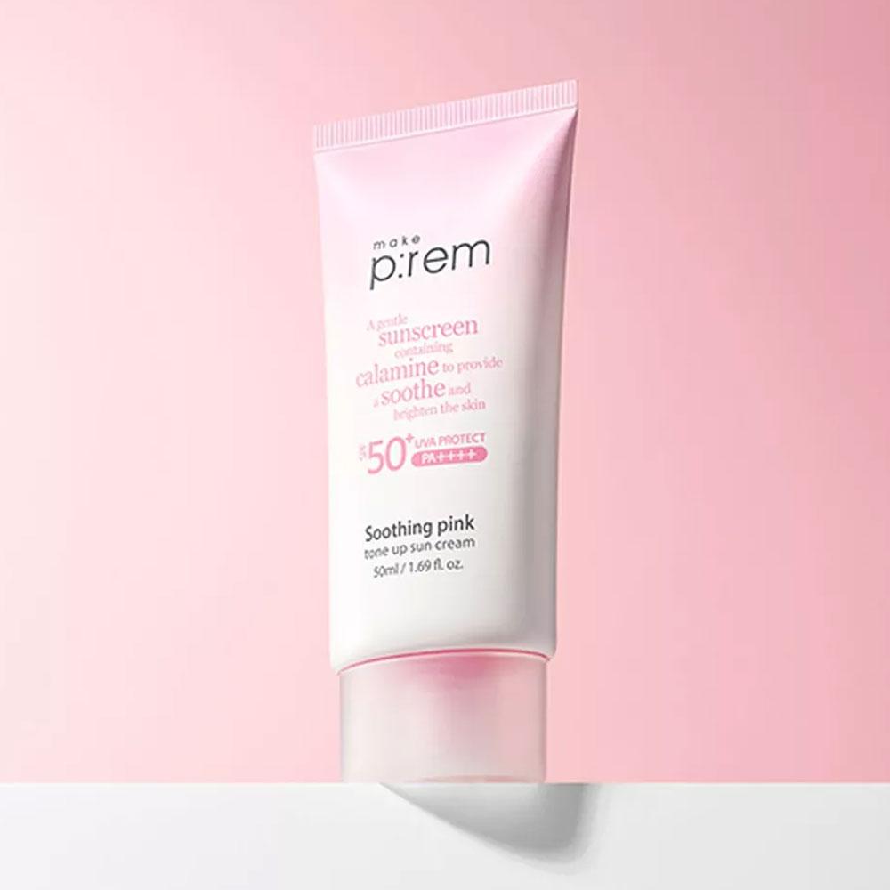 Make P:REM Soothing Pink Tone-up Sunscreen 50ml (SPF50+)